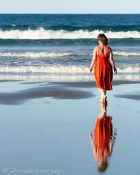 An endless beach, literally mirror-like, Tauranga